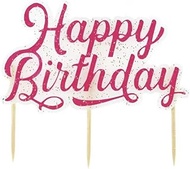 Pink Glitter Happy Birthday Pick Candle, Large Size, 4.75 x 1.06 x 4.56 Inch, Pack of 6, Decorative 