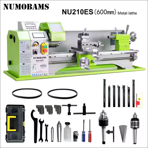 NUMOBMAS NU210X600ES 6mm Spindle 900W Brushless Motor Thickness Semi-Auto Metal Lathe Machine 600mm