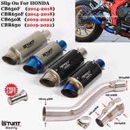 Motorcycle Exhaust Carbon Fiber Muffler Middle Link Pipe Slip On For HONDA CB650F CBR650F 2014-2018 CB650R CBR650 2019-2