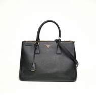 PRADA Galleria殺手包36cm黑色牛皮金扣肩背包