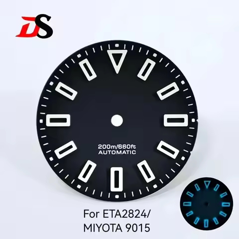 28.5mm Matte BGW9 C3 Lume Hollow Index for Nh35/ETA2824/SW200/9015 Movement Custom Logo Watch Access