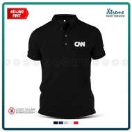 Polo T-Shirt Sulam CNN Breaking Live World News TV Video Player Box Sports Business Baju Lelaki Cott