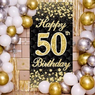 Black Gold Glitter 30th 40th 50th Hanging Flag Happy Birthday Hanging Flag Birthday Decorations Birt