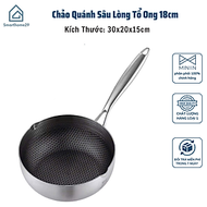 Chảo Quánh Sâu Lòng Tổ Ong 18cm Cao Cấp Chống Dính 5 Lớp Inox 316 Dùng Bếp Từ, Bếp Ga, Bếp Điện - HÀ