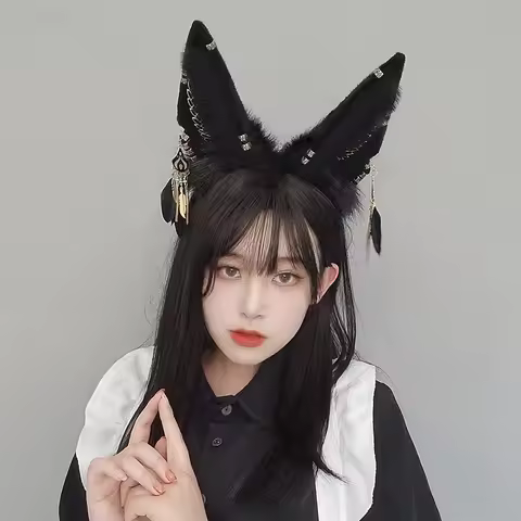 Kawaii Fox Ears Headband Anubis Ears Headdress Cosplay Accessories JK Girl Halloween Party Cosplay P