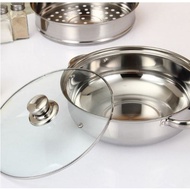 【Fast Delivery】2IN1 Luxury Soup Steam Pot 28-cm Stainless Steel Pot/ Periuk Kukus Steam Pot 2 Layer