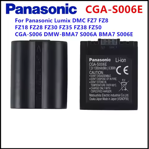 Panasonic Original Battery CGA-S006 S006 for Lumix DMC FZ7 FZ8 FZ18 FZ28 FZ30 FZ35 FZ38 FZ50 CGA-S00
