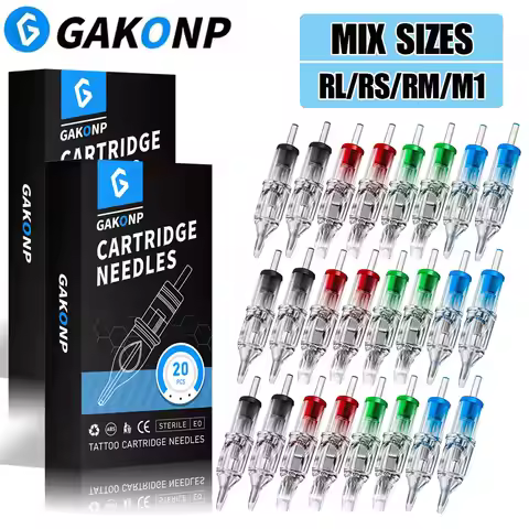 60/40/20/10/5PCS Mixed Cartridge Tattoo Needles RL RS M1 RM Size Disposable Sterilized Safety Tattoo