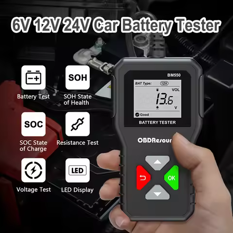Car Battery Tester 100-2000 CCA Car Battery Tool 6V 12V 24V Car Battery Tester Car Battery Analyzer 