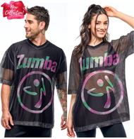 เสื้อผ้าออกกำลังกายใหม่ Zumba Apres Zumba Mesh คอวีด้านบนสีดำตัวหนา Z1T00 1248