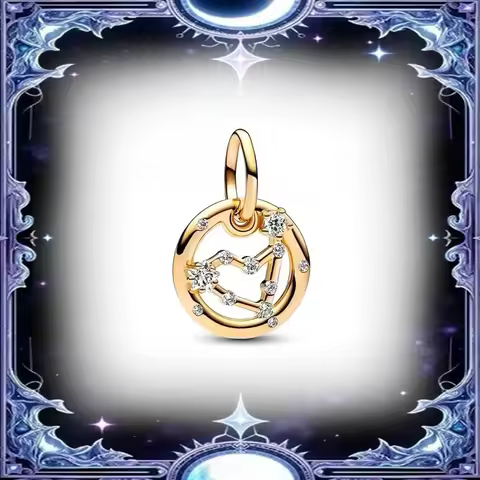 Sparkling Golden Lucky 12 Zodiac Charms Gemini Taurus Aries Virgo Beads Fit Original Bracelet Neckla