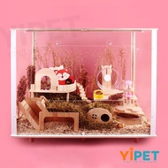 YIPET Hamster Cage Acrylic / Chinchilla Cage Large / Guinea Pig Cage Transparent Oversized Hamster Villa 60/80/90CM