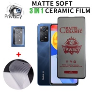 3 in 1 Ceramics Matte Anti Spy Privacy Screen Protector For Xiaomi Redmi Note 12 11 11S Pro Plus Mi 11 Lite 5G NE
