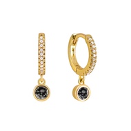 My Juvel 14K Gold Plated 925 Sterling Silver Willow Huggies Earrings Gold Black Anting Anting Access