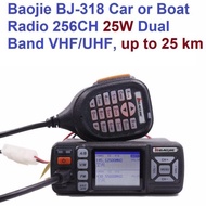 Singapore stock, BAOJIE BJ-318 Dual Band VHF/UHF 136-174 & 400-490 Mhz car, ATV or boat radio walkie