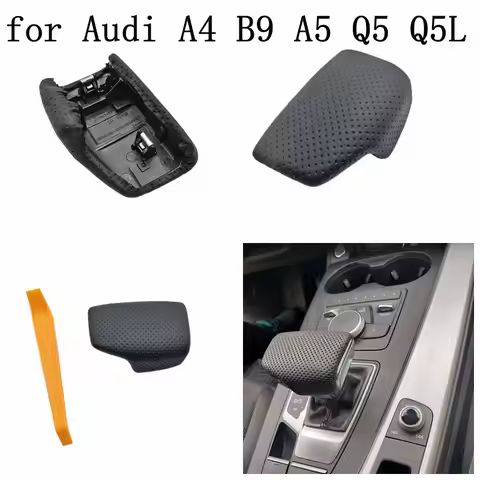 Gear Shift Knob Cover Alcantara Material Trim for Audi A4 B9 A5 Q5 Q5L Q7 S4 S5 SQ5 (Black)