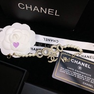 紫鑽🌟誠信商家🌟💜全新CHANEL COCO雙C珍珠手鏈 金色 珍珠合金鑲鑽