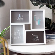 Photo Frame Set6Four-Grid Frame4r Black and White Photo Wall Hanging Creative Print Display Stand 7O