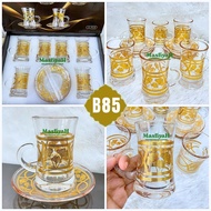 GLASS GLASS SET CONTAINS 6 PCS 6 PLATES Tea Glass Tatak Coffee Glass Tatak 6 in 1 Beautiful Batik Mo
