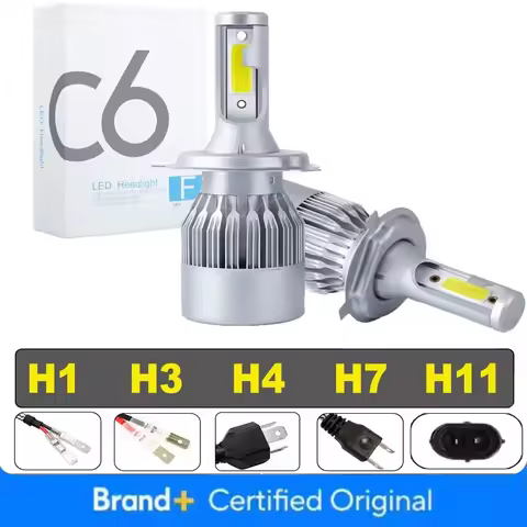 2Pcs C6 LED Headlight Bulbs H4/H7/H11/H1/H3 COB Car LED Head/Fog Light Bulb 36W 12V Auto High/Low Be