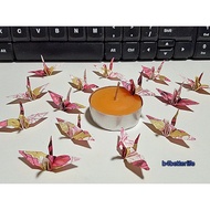 100pcs 1.5" Red Flower Design Hand-folded Origami Paper Cranes. (JD Paper Series) #FC15-84f.