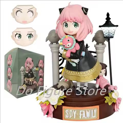 19cm Anime SPY×FAMILY Figures GK Anya Forger Action Figures Lighted Changeable Faces PVC Collection 