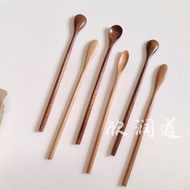 Long Handle Coffee Milk Tea Beverage Stirring Spoon B & B Style Log Solid Wood Honey Stick Handmade 