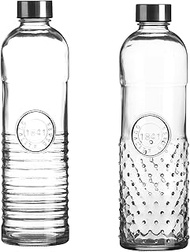 Oriental 1 Litre Cut Glass Water Bottle with Screw Cap, Airtight, Silicone Seal, Fridge Water Bottle