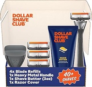 Dollar Shave Club | Premium Shave Set | 4 Extra Close Refill Cartridges, 1 Heavy Metal Handle, 1 Sha