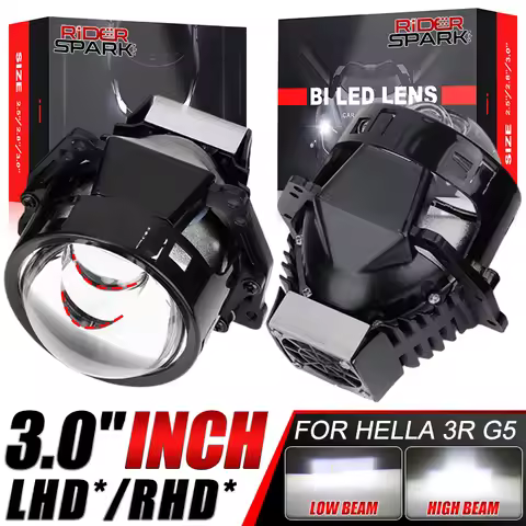 2PCS Laser 3.0 Inch Bi LED Hyperboloid Projector Lens Hella 3R G5 Headlight Bulb 6000K High Low Beam