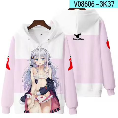 Hololive VTuber Nakiri Ayame Shirakami Fubuki Zipper Hoodies 3D Print Men Women tracksuit Long Sleev