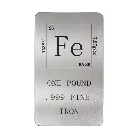 1lb High Purity Iron Metal Bar .999 Fine Fe Element, Laser Engraved Periodic Table Block, Unique Sci