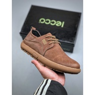 ECCO Business Casual Men's Toe Layer Cowhide Breathable Mesh Stitching High Elastic Outsole Light Co