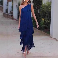 Glamorous Fringe Asymmetric Shoulder Dress - Perfect for Spring/Summer