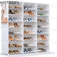 INSTORE1 Shoe Storage Cabinet, Space Saver Expandable Shoe Organizer, Portable Free Standing Detachable Stackable Shoe Rack Bedroom