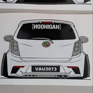 Sticker Kereta PERODUA AXIA Wide Body. Boleh custom warna & nombor plate.