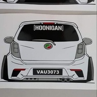 Sticker Kereta PERODUA AXIA Wide Body. Boleh custom warna &amp; nombor plate.