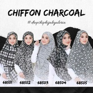 🎉 Tudung Bawal charcoal premium chiffon ironless by hijab galeria bidang 60