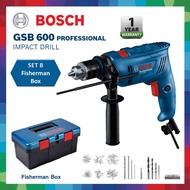 BOSCH GSB 600 Impact Drill 600W Fisherman Box / GSB600 GERUDI IMPAK drill tebuk dinding batu KAYU SE