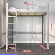 Modern Metal Loft Bed Frame Double Deck Bed Bed Frame with Safety Guardrail