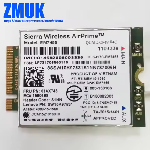 EM7455 RV2 4G WWAN Card For Lenovo Thinkpad L470 L560 L570 P40 P50 P51 P70 P71 T460 T460P T470 T570 