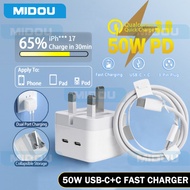 50W Dual USB C Super Fast Charger 40W Dynamic Power Adapter 2 Port Tpye C Quick Charger For Mobile p