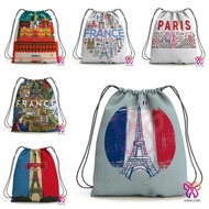 Drawstring Bag Drawstring School Bag Souvenir France Eiffel France