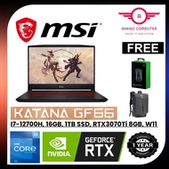 MSI Katana GF66 12UGS-624 15.6'' FHD 240Hz Gaming Laptop ( I7-12700H, 16GB RAM, 1TB SSD, RTX3070Ti 8GB, W11 )