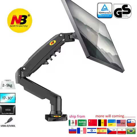 NB NEW F80 17-30" 2-9kg dual arm air press gas spring vesa 100x100 monitor desk mount stand clamp gr