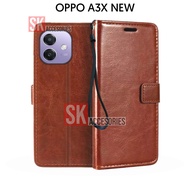 Casing OPPO A3X FLIP CASE - CASING LEATHER - DOMPET KULIT HP OPPO-A3X CPH2681