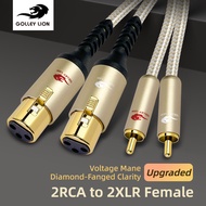 สาย RCA XLR คู่สำหรับ GOLLEY LION อัพเกรดงานหนัก XLR ตัวเมียเป็นดูเอิ้ล RCA สายเคเบิลเชื่อมต่อไมโครโ