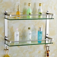 Bathroom Stainless Steel Front Wall-Mounted Shower Room Bathroom Shelf Double-Layer Shelf 304 Bath T