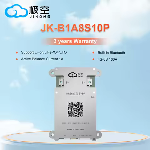 JIKONG BMS B1A8S10P Smart BMS 100Ah 4S 5S 6S 7S 8S 12V 24V Battery WITH 1A ACTIVE BALANCE bms lifepo