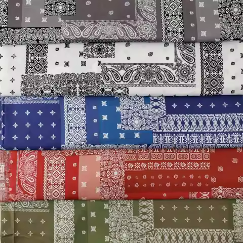 40S Cotton Poplin Fabric Paisley Bandana Print for Shirt Dresses Blouses Soft Breathable Lightweight